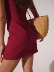 Kadın Sıfır Kollu Derin V Yakalı Janjan Krep Elbise