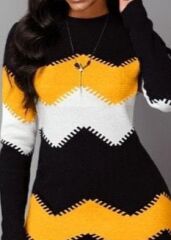 Kadın Uzun Kollu Bisiklet Yaka Triko Elbise