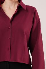Ön Dikiş Detaylı Bordo Gömlek