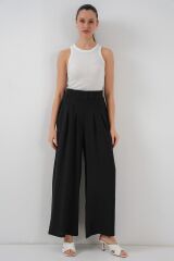 Geniş Paça Pileli Pantolon 6718 - Siyah