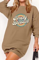 Kadın Uzun Kollu Bisiklet Yaka Yazılı Viskon Iki Iplik Elbise