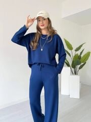 Premium Serisi Modal Kumaş Bisiklet Yaka Uzun Kol Lacivert Alt-Üst Takım