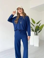 Premium Serisi Modal Kumaş Bisiklet Yaka Uzun Kol Lacivert Alt-Üst Takım