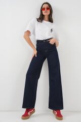 Bol Paça Yüksek Bel Palazzo Kot Pantolon 6656 - K. Lacivert