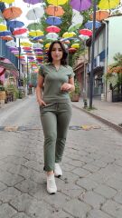 Polo Yaka Modal Kumaş Premium kalite Haki Alt Üst Takım