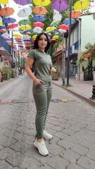 Polo Yaka Modal Kumaş Premium kalite Haki Alt Üst Takım