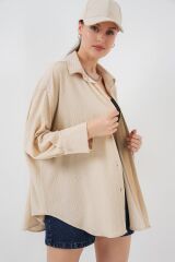 Örme Oversize Gömlek 20264 - Bej