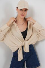 Örme Oversize Gömlek 20264 - Bej