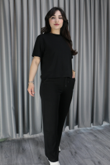 Bisiklet Yaka Modal Kumaş Premium Kalite Siyah Alt Üst