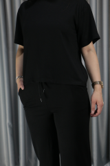 Bisiklet Yaka Modal Kumaş Premium Kalite Siyah Alt Üst