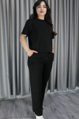 Bisiklet Yaka Modal Kumaş Premium Kalite Siyah Alt Üst