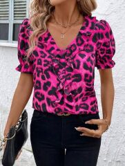 Kadın Mikro Kumaş önü Fırfır Detaylı Bluz