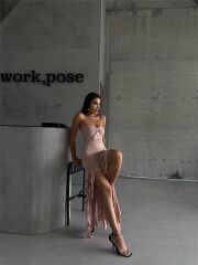 STRABLEZ SANDY ELBİSE YANLARI KATLI - Bej