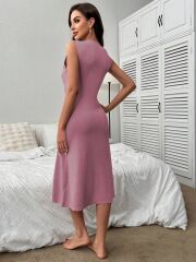 Kadın V Yakalı önden Düğmeli Kaşkorse Elbise