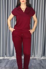 Polo Yaka Modal Kumaş Premium kalite Bordo Alt Üst Takım