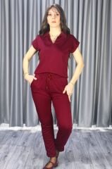 Polo Yaka Modal Kumaş Premium kalite Bordo Alt Üst Takım