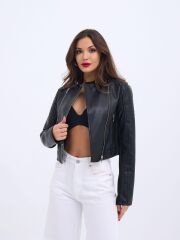 6711 DERİ CEKET-SİYAH