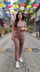 Polo Yaka Modal Kumaş Premium kalite Vizon Alt Üst Takım