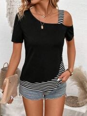 Kadın Kısa Kollu Omuzdan Askılı Viskon Bluz