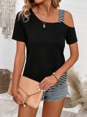 Kadın Kısa Kollu Omuzdan Askılı Viskon Bluz