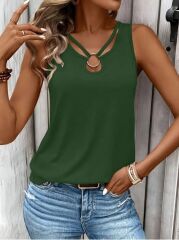 Kadın Askılı Yaka şerit Halka Detaylı Viskon Bluz