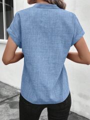 Kadın Kısa Kollu Hakim Yaka Sofya Bluz