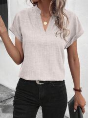 Kadın Kısa Kollu Hakim Yaka Sofya Bluz
