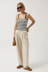 Çizgili Askılı Bluz