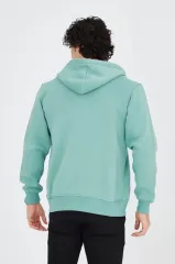 Unisex Tam Fermuarlı Kapşonlu  SweatShirt - Mint Yeşili