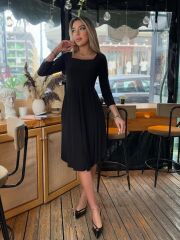 Kadın Kare Yaka Truvakarkol Fırsat ürün Midi Boy Elbise