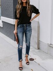 Kadın Kısa Kollu Pileli Balın Kol Bürümcük Bluz