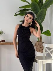 Lers Çiçek Detaylı Elbise