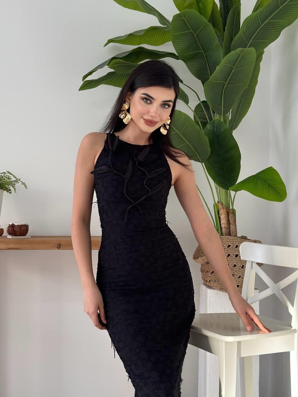 Lers Çiçek Detaylı Elbise