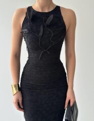 Lers Çiçek Detaylı Elbise