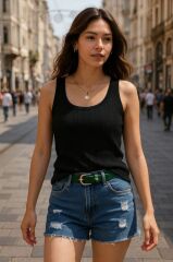 Kadın Askılı örgü Detay Bluz