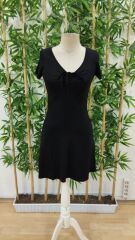 Kadın Kısa Kollu Derin Büzgülü V Yakalı Viskon Elbise