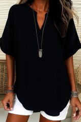 Kadın Kısa Kollu V Yakalı Aerobin Bluz