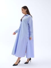 5857 ELBİSE-MAVİ BEYAZ ÇİZGİLİ