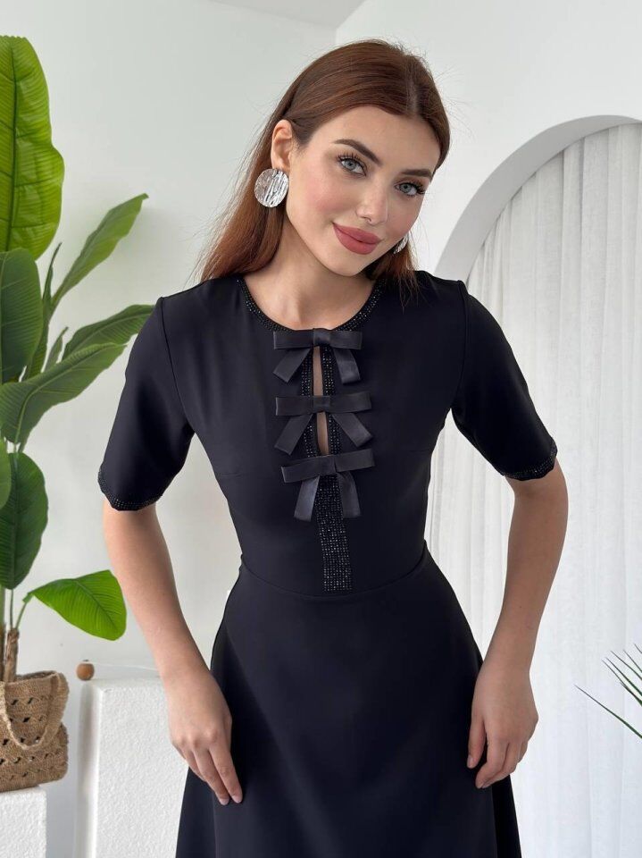 Wera Taşlı Fiyonk Detaylı Elbise