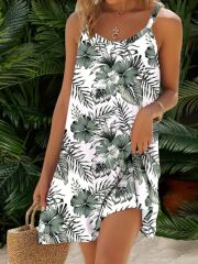 Kadın Ip Askılı çiçek Desenli Süprem Elbise