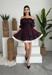 Marne Beli Lastikli Mini Elbise