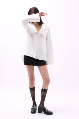 Geniş Yaka Volan Kol Gömlek