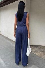 Yeleği Çapraz Detay Düğmeli Cepli Yelekli Takım 10150