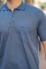 Erkek Yakalı Mini Jakarlı Kısa Kollu T-shirt
