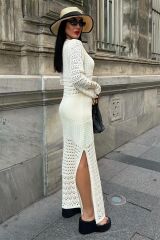 Ajur Detaylı İspanyol Kol Elbise 2840