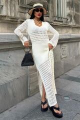 Ajur Detaylı İspanyol Kol Elbise 2840