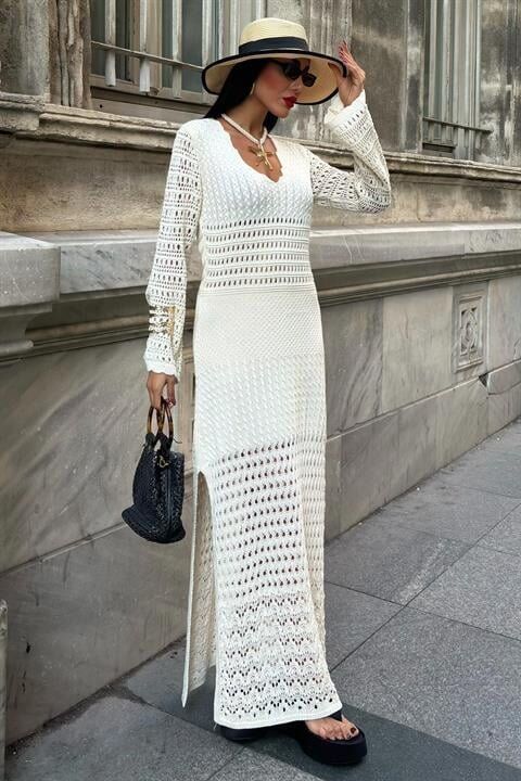 Ajur Detaylı İspanyol Kol Elbise 2840