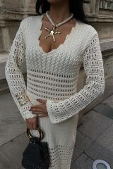 Ajur Detaylı İspanyol Kol Elbise 2840