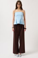 Pileli Straplez Bluz