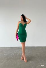 Kadın Dalgıç Krep Kumaş Askılı Mini Elbise